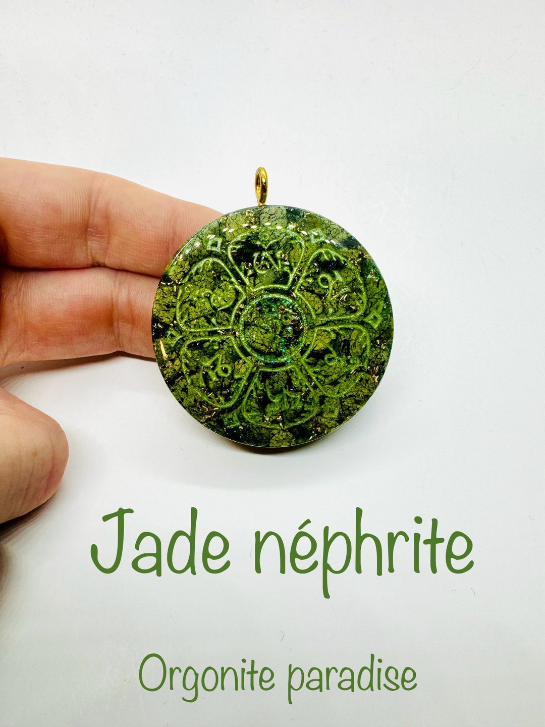 Nephrite Jade Om Mani Padmé Hum Symbol With Lustrous Diamond - Etsy
