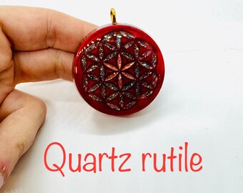 Quartz rutiles-  haute qualité - symbole  fleur de vie   effet diamant lustré   - favorise la croissance spirituelle -