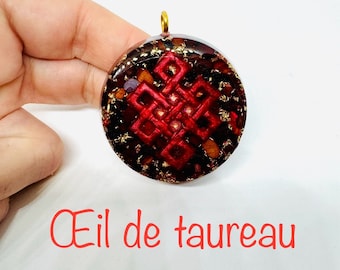 Oeil de taureau symbole noeud infini   effet diamant lustré    - développe l'assurance et le courage