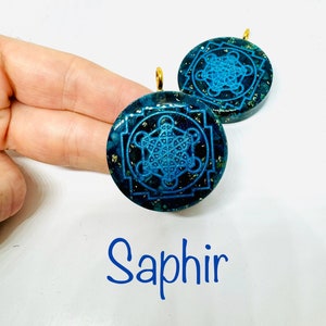 Sapphire - lustrous diamond effect metatron symbol - stone of spiritual elevation