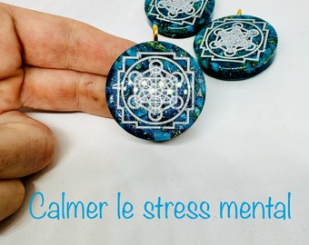 Calmer le stress mental symbole metatron 4cm  effet diamant lustre  - calme le mental , lâcher prise et travail le Chakra de la gorge