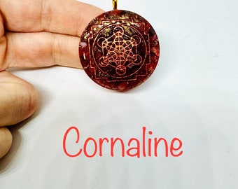 cornaline - symbole metatron 4 cm     effet diamant lustré - active la motivation , l'Energie sexuel et la circulation