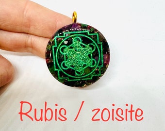 Rubis sur Zoiste symbole metatron 4cm  effet diamant lustré   -ouvre et remplit votre cœur d’amour et  le plaisir du moment présent .