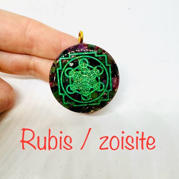 Rubis sur Zoiste symbole metatron 4cm  effet diamant lustré   -ouvre et remplit votre cœur d’amour et  le plaisir du moment présent .