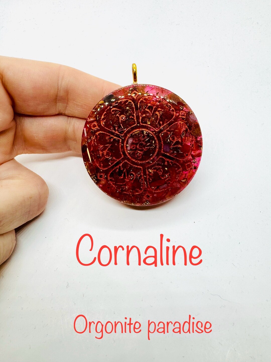 Carnelian Om Mani Padme Hum Symbol, Lustrous Diamond Effect Activates ...