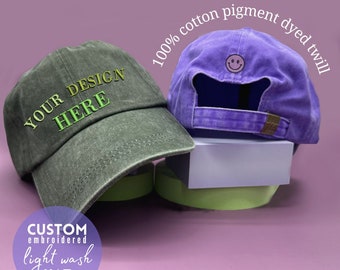 Custom Embroidered Hat , Personalized Dad Cap , Embroidery Logo baseball hat , Your own text monogram , Bachelorette , Small business Merch