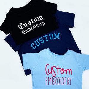 Kids Custom Embroidered Shirt, Personalized Embroidery Shirt, Embroidered Birthday Top , Custom logo embroidered youth shirt , Kid Gift