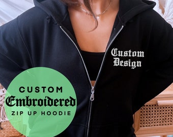 Custom Embroidered Zip up hoodie , Logo embroidery zipper hoodie , sweatshirt hoodie custom embroider , Personalized zip up hoodie matching