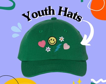 Custom Embroidered Youth Hat , Personalized Kids Cap , Embroidery baseball hat , Your own text monogram , Kids Hat , Custom youth cap