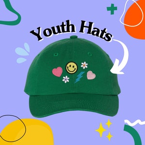 Custom Embroidered Youth Hat , Personalized Kids Cap , Embroidery baseball hat , Your own text monogram , Kids Hat , Custom youth cap