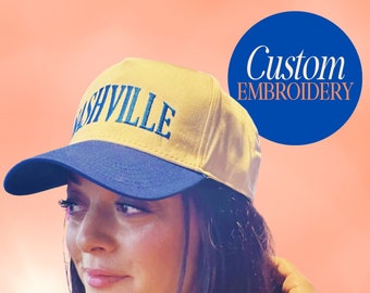 Custom Two Tone Structured Baseball Hat , Personalized Vintage Style Cap , Bachelorette Hat Gift , Logo Snapback hat , College Style Varsity