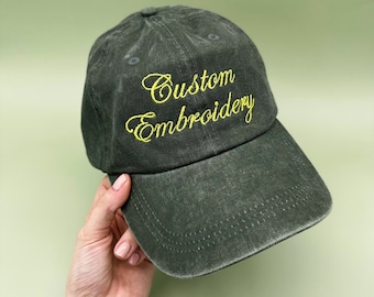Custom Embroidered Hat , Personalized Dad Cap , Embroidery Logo baseball hat , Your own text monogram , Bachelorette , Small business Merch