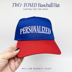 Casquette de base-ball structurée bicolore personnalisée , Casquette personnalisée de style vintage , Cadeau chapeau pour célibataire , Casquette snapback avec logo , Université style universitaire