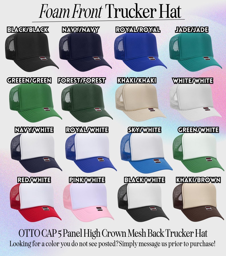 Custom Embroidered Trucker Hat , Personalized Foam Cap , Trendy Trucker Mesh , Bachelorette Gift , Small business Merch , Retro style hat image 2