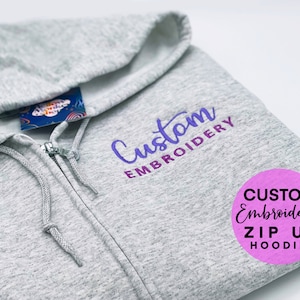 Custom Embroidered Zip up hoodie , Logo embroidery zipper hoodie , sweatshirt hoodie custom embroider , Personalized zip up hoodie matching