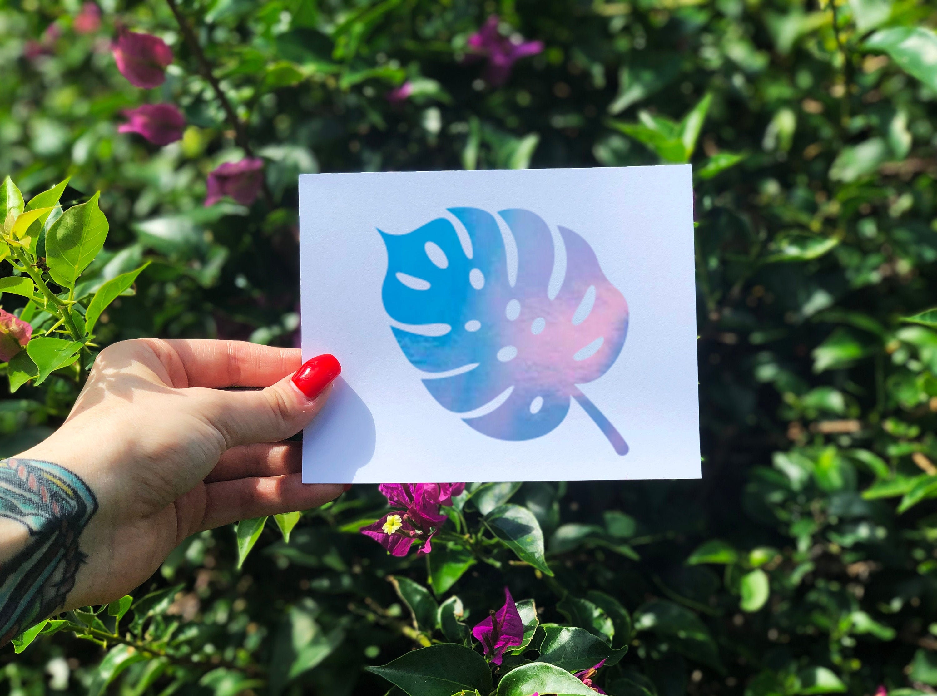 Holographic Decal , Monstera Leaf Decal , Plant Sticker , Opal Vinyl …