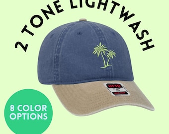 Custom Retro Light Wash Low Profile Baseball Hat , 2 Tone , Two Toned Embroidered Cap, Personalized Dad Cap , Vintage Garment Washed