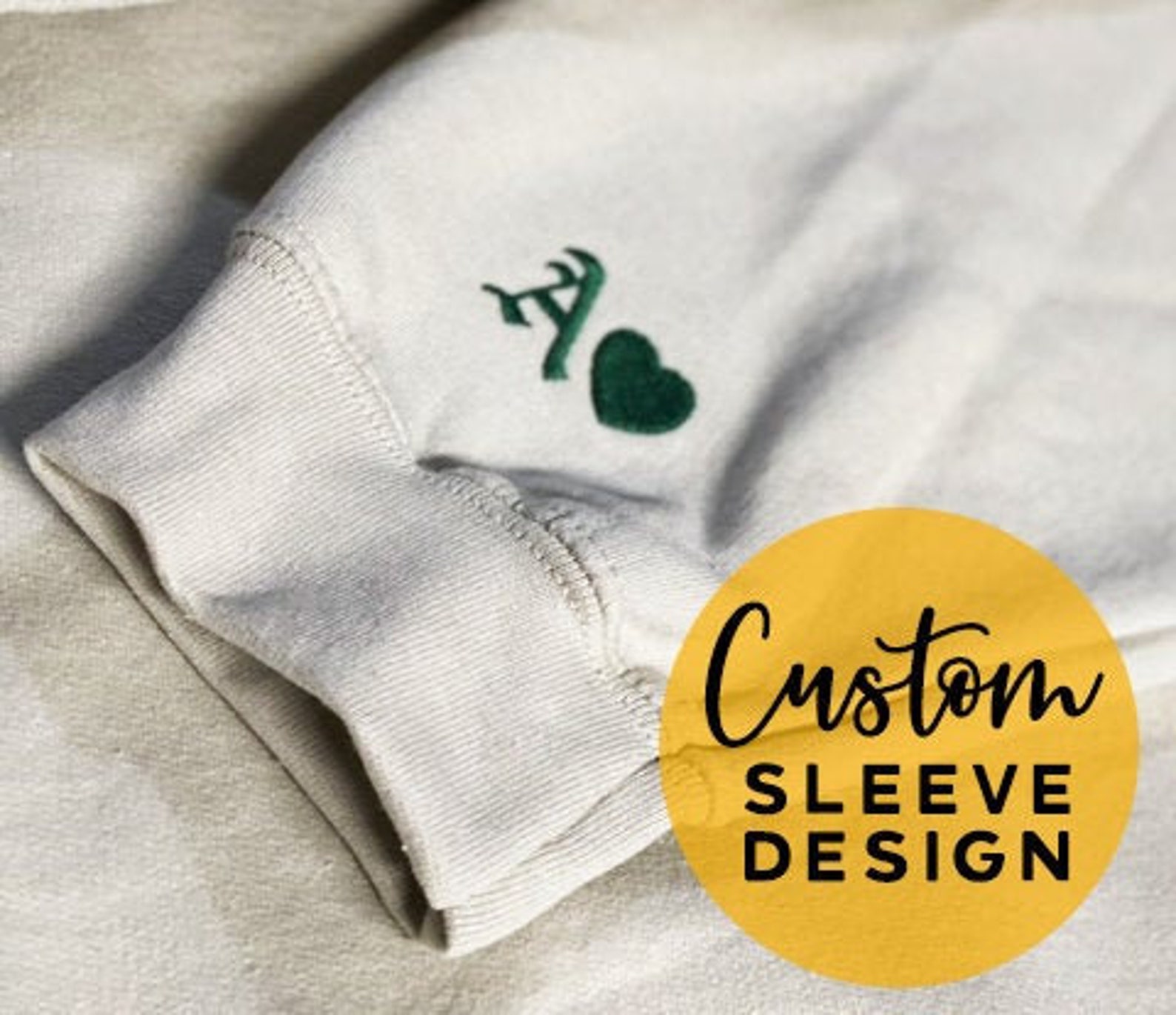 Custom Embroidered Sleeve Crewneck Personalized Pullover Etsy
