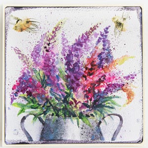 Biglietto d'auguri dipinto a mano Fiori estivi in una brocca Pittura ad acquerello della Provenza Regalo d'arte originale dai colori vivaci