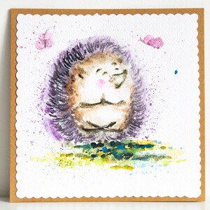 Carte d'acquerello dipinte a mano Riccio Joga Esercizio Compleanno Pittura Immagini Colorato Brillante Arte originale regalo Illustrazioni Per lui