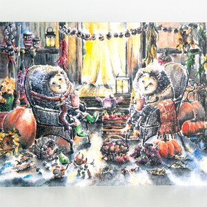 Carte de voeux, hérissons, impression de peinture à l'aquarelle, photos colorées et vives de l'aquarelle, cadeau Illustrations Joyeux anniversaire