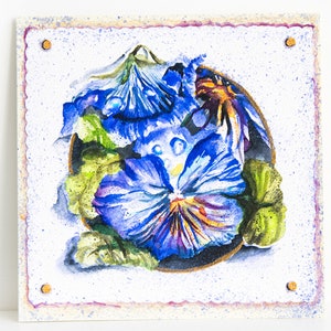 Cartas de acuarela pintadas a mano Pensamientos Flores Pintura Cuadros Colorido Brillante Arte original regalo Ilustraciones Flores florales Provenza