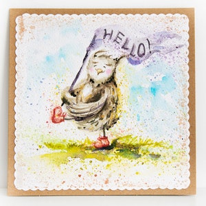 Carte ad acquerello dipinte a mano Hello Owl Esercizio Compleanno Pittura Immagini Colorate Brillantemente Originali Regalo d'arte Illustrazioni Per lui