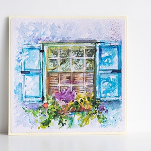 Carte ad acquerello dipinte a mano Fiori Pittura per finestre Immagini Colorate brillantemente originali Illustrazioni regalo d'arte Estate floreale