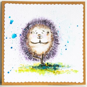 Carte ad acquerello dipinte a mano Joga Hedgehog Esercizio Compleanno Pittura Immagini Colorate Brillantemente Originali Regalo d'arte Illustrazioni Per lui