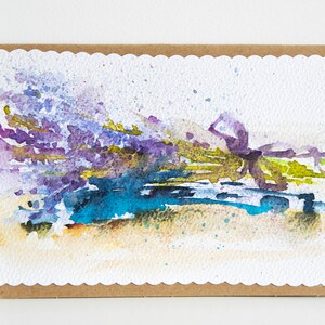Handgeschilderde groet verjaardagskaart lavendel bloemen Provence Violet aquarel schilderij Vintage helder originele kunst cadeau illustraties