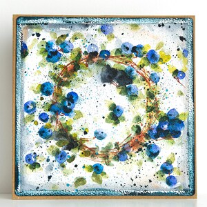 Mirtillo Compleanno Dipinto a mano Acquerello Carte Dipingere Immagini Colorate Brillantemente Originale Arte Regalo Illustrazioni Ghirlanda Blu Nozze
