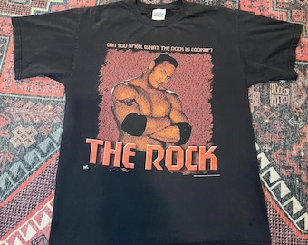 Vintage 90's WWE the Rock Dwayne Black T Shirt Medium American