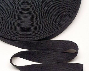 28mm Black Organic GOTS cotton, flat elastic, waistband, biodegradable elastic, environmentally friendly elastic, rubber,