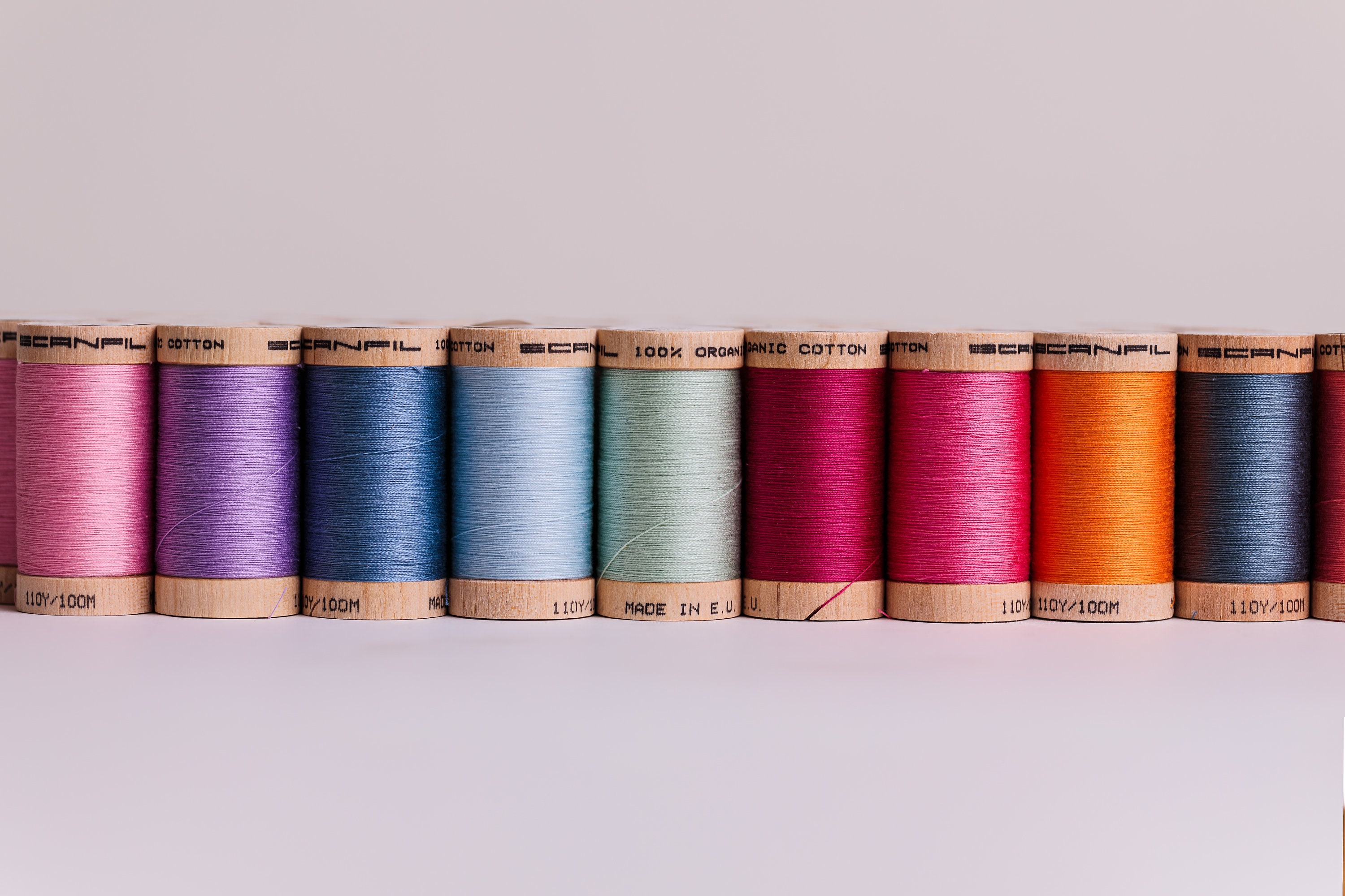 Sustainable Organic Cotton Sewing Threads on 100m Wooden Spools