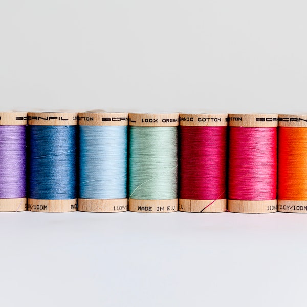 Sustainable Organic Cotton Sewing threads on 100m wooden spools