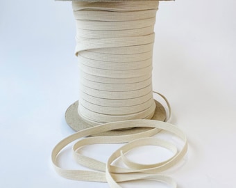 9.5mm Ecru Organic elastic, kind to people and planet natural elastic