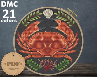 シンプルなピンクのカニのクロスステッチパターン PDF - Etsy 日本