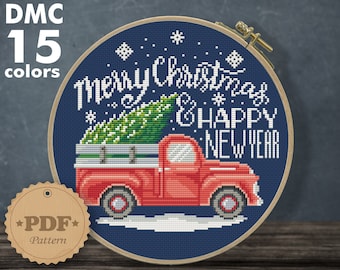 Christmas cross stitch pattern PDF, Modern cross stitch pattern, Merry christmas decoration DIY, Christmas tree home decor PDf