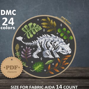 Ankylosaurus skeleton cross stitch pattern PDf, Dinosaur cross stitch, Halloween cross stitch, Ankylosaurus cross stitch, Dino wallart
