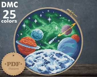 Galaxy Cross Stitch Pattern: Modern Space Embroidery (PDF Pattern)
