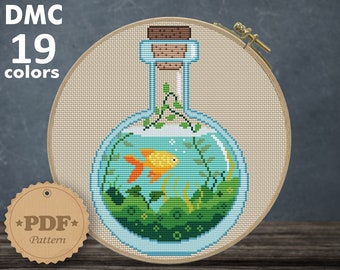 Aquarium Cross Stitch Pattern: Modern Water Design (PDF)