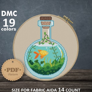 Aquarium cross stitch pattern, Modern cross stitch PDF, Water cross stitch PDF, River cross stitch pattern, Nature cross stitch
