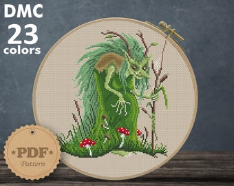 Kikimora Forest Witch Cross Stitch Pattern: Spooky Witchy Decor (PDF)