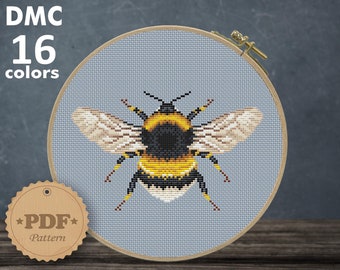 Bumblebee cross stitch pattern PDf, Bee cross stitch, Insect cross stitch pattern, Honey bee embroidery, Instant Download Digital Pattern