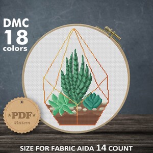 Padrão de ponto cruz para terrário de suculentas: decoração floral para casa (padrão em PDF)
