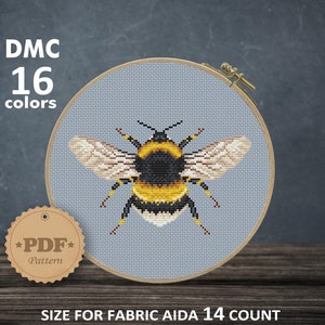 Bumblebee cross stitch pattern PDf, Bee cross stitch, Insect cross stitch pattern, Honey bee embroidery, Instant Download Digital Pattern