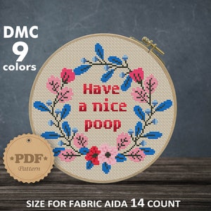 This Kitchen is for Dancing Cross Stitch PDF, Floral Cross