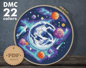 Galaxy Cross Stitch Pattern: Modern Space Embroidery (PDF Pattern)