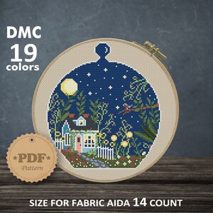 テラリウム風景クロスステッチパターン：モダンな花柄ホームデコレーション（PDF）