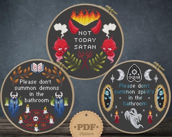 Subversive Ghost Cross Stitch Pattern: Spooky Bathroom Decor (PDF)